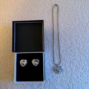 Mother of Pearl and Sterling Silver Earrings and Necklace